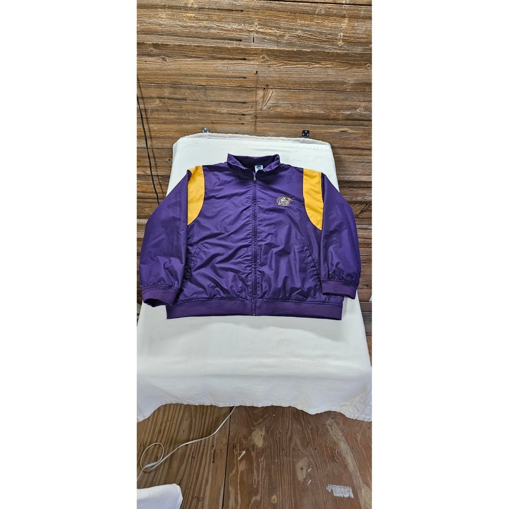 NCAA LSU Fighting Tigers Jacket Mens XL Purple Gold Full Zip Windbreaker Fleece